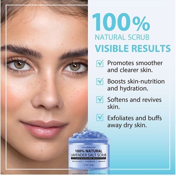 New Unopened Talia Heaven's Dew 100% Natural Lavender Salt Scrub Skincare 13 oz - Picture 4 of 13